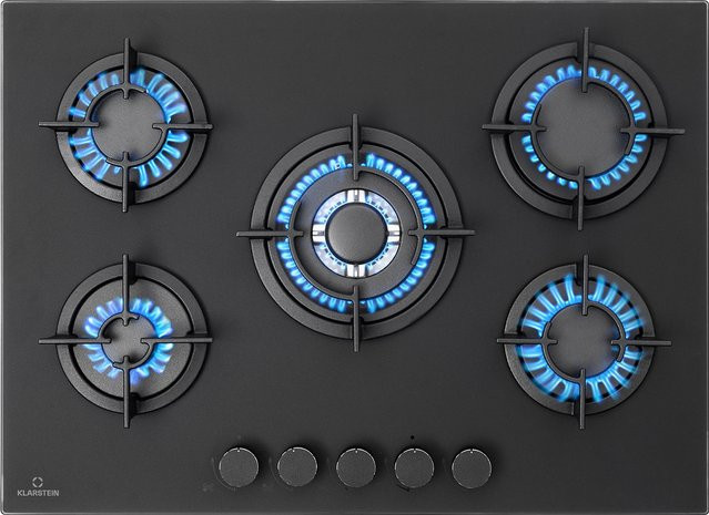 Firetale Gaskochfeld 5-flammig in Schwarz mit Aluminium-Brennern inklusive Schlauch und Druckminderer, Breite: 70 cm - Bild 1