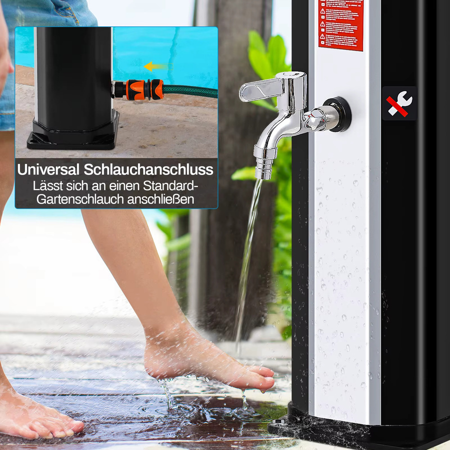 HWC Solar Dusche mit Solarpanel für Garten, Strand und Pool, wasserdicht, Schwarz - Bild 5
