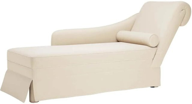 vidaXL Chaiselongue mit Nackenrolle und rechter Armlehne in Beige, B/T/H: 145 x 70 x 56 cm - Bild 1