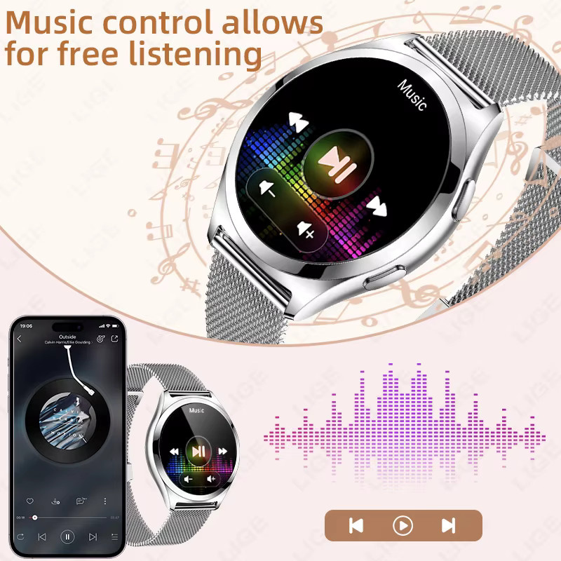 LIGE Smartwatch, Schwarz, Milanaise, Damen - Bild 5