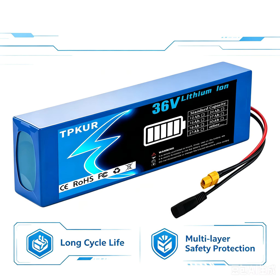 TPKUR Lithium-Ionen-Akku-Pack 36V 15000mAh 10S3P für Elektroroller in Blau mit integriertem BMS - Bild 4