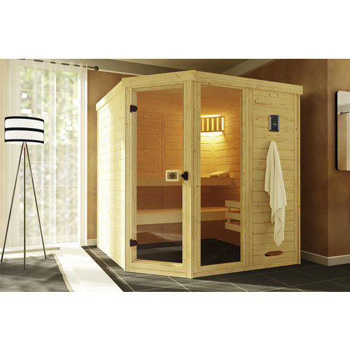 WEKA Massivholz-Elementsauna Laukkala 3 in Braun mit Fenster und Saunaleuchtenset, H x B x T: 192 x 200 x 192 cm - Bild 3