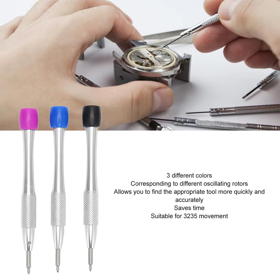 Uhrenzubehör 3-teiliges Set, dreieckiger Rotorschraubendreher, Edelstahl, Silber - Bild 2