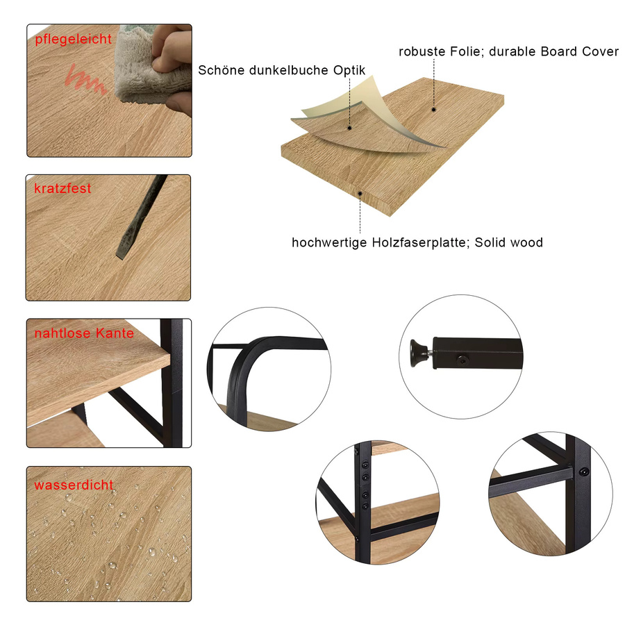 WOLTU 6-stufiges Leiterregal in Licht Eiche, freistehendes Eckregal als Organizer für Wohnzimmer, Küche oder Badezimmer, B/T/H: 50 x 30 x 176 cm - Bild 3
