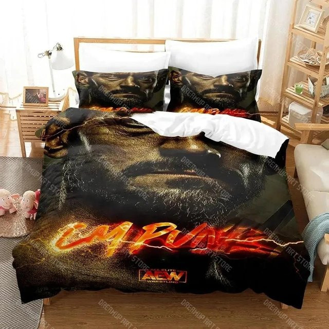 CM Punk AEW Der Beste der Welt Bettwäsche-Set aus Mikrofaser mit Bettbezug und Kissenbezug, Schwarz, B/T: 135 x 200 cm - Bild 1