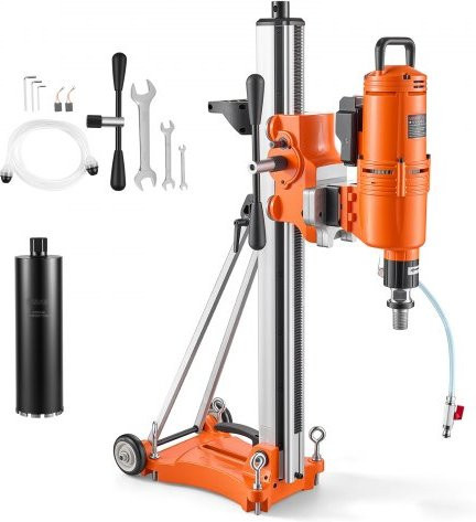 VEVOR Diamant Kernbohrgerät 4500W Kernbohrmaschine für Beton Ziegel und Stein, Orange, Trocken- und Nassbohren, 1150 U/min, 3-stufiger Drehzahlregler mit fahrbarem Ständer und UNC 1 1/4-7 Gewinde - Bild 1