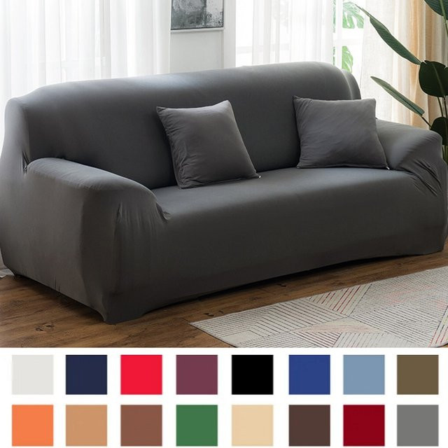 DZQ Elastischer Sofabezug für Couch und Sessel in Grau oder Gelb, Schonbezug für 1- bis 4-Sitzer und L-förmige Ecksofas - Bild 1