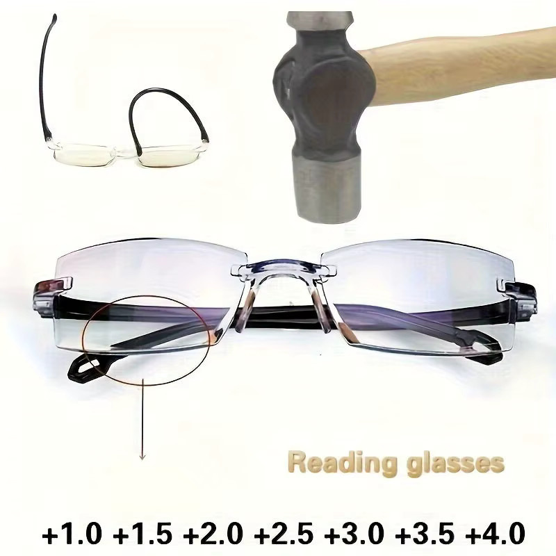 ERIKOLE Lesebrille, rahmenlos, rechteckig, Metall, Anti-Blaulicht - Bild 2