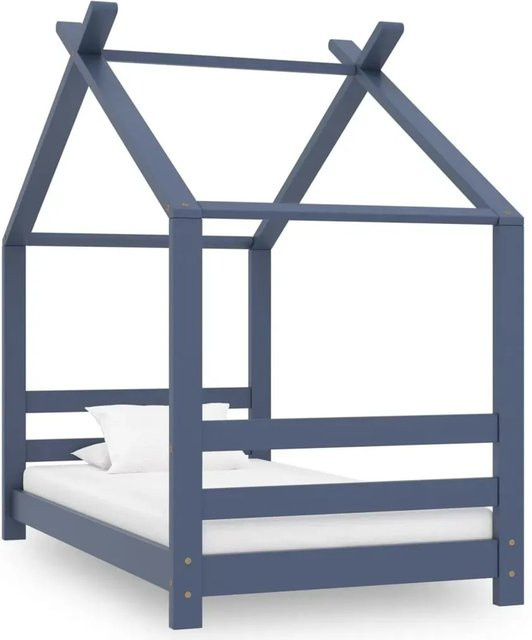 vidaXL Kinder-Bettgestell aus Massivholz Kiefer in Grau, B/T/H: 70 x 140 cm - Bild 1