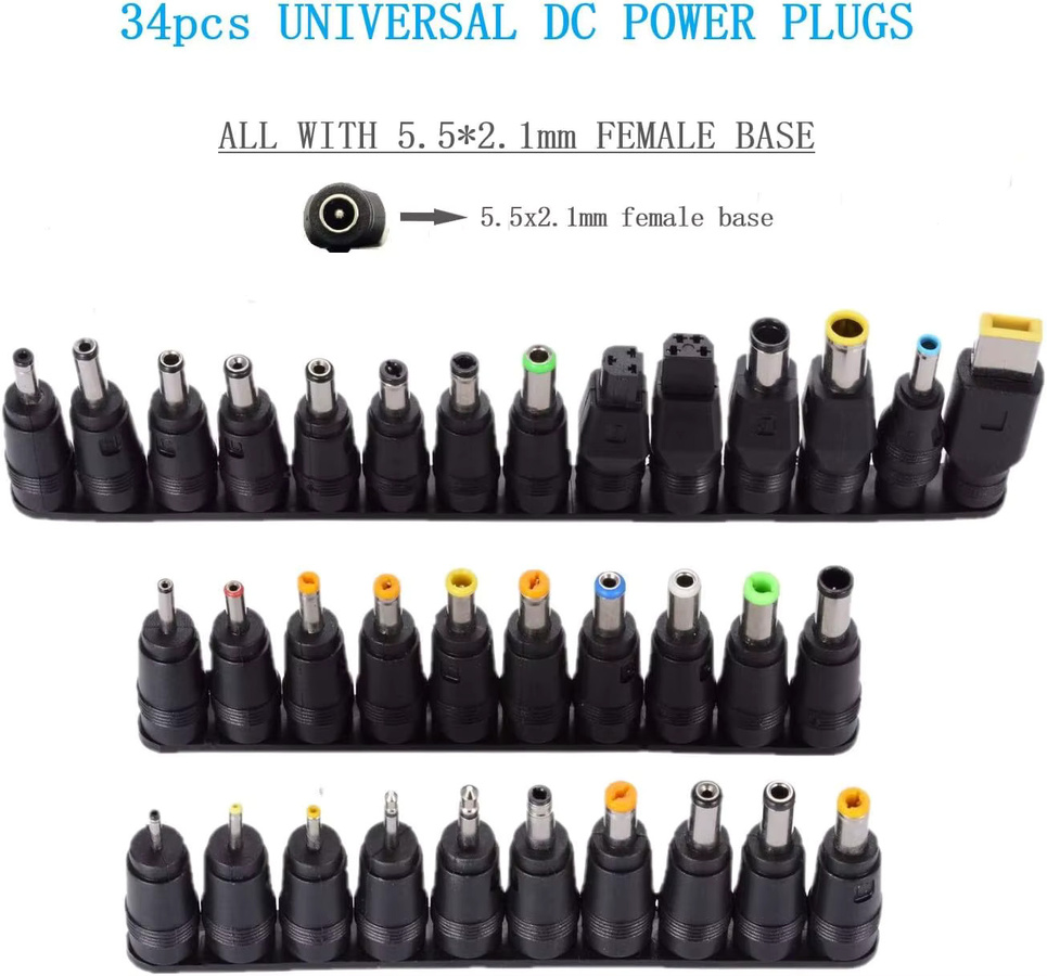 AOKIN Universal DC-Steckverbinder Set mit 34 Teilen, schwarze Anschluss-Kits für Netzteil-Anschlüsse, 5,5 x 2,1 mm Buchse und Stecker - Bild 3