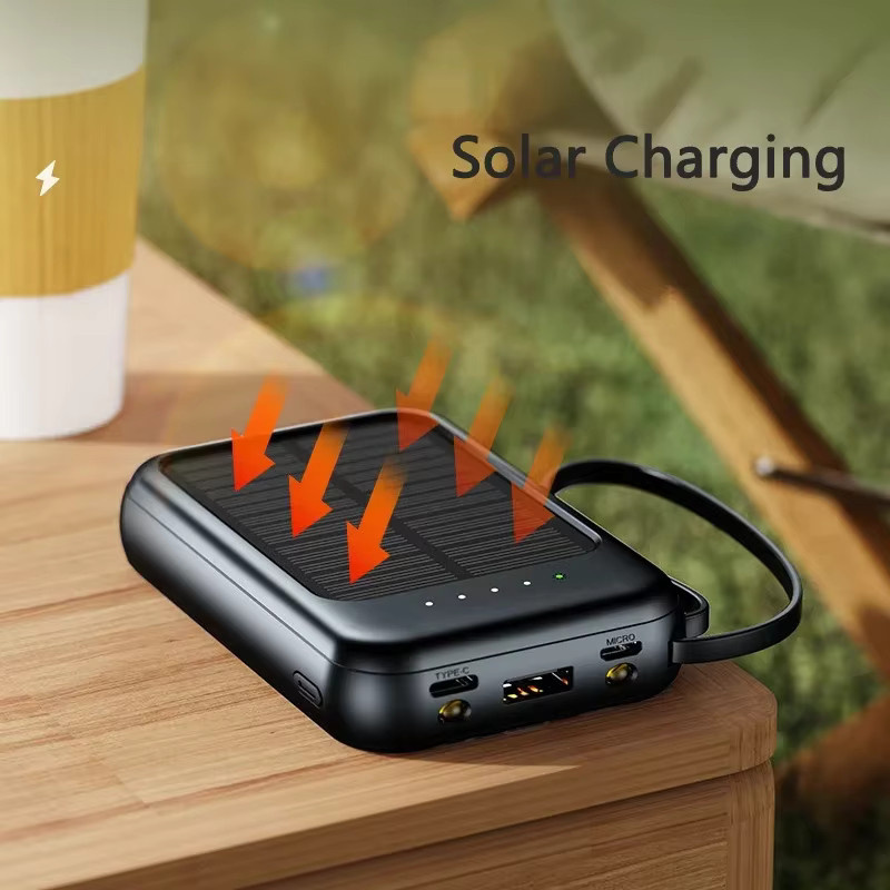 Lenovo Solar-Powerbank mit 50000 mAh und integrierten Kabeln in Schwarz - Bild 2