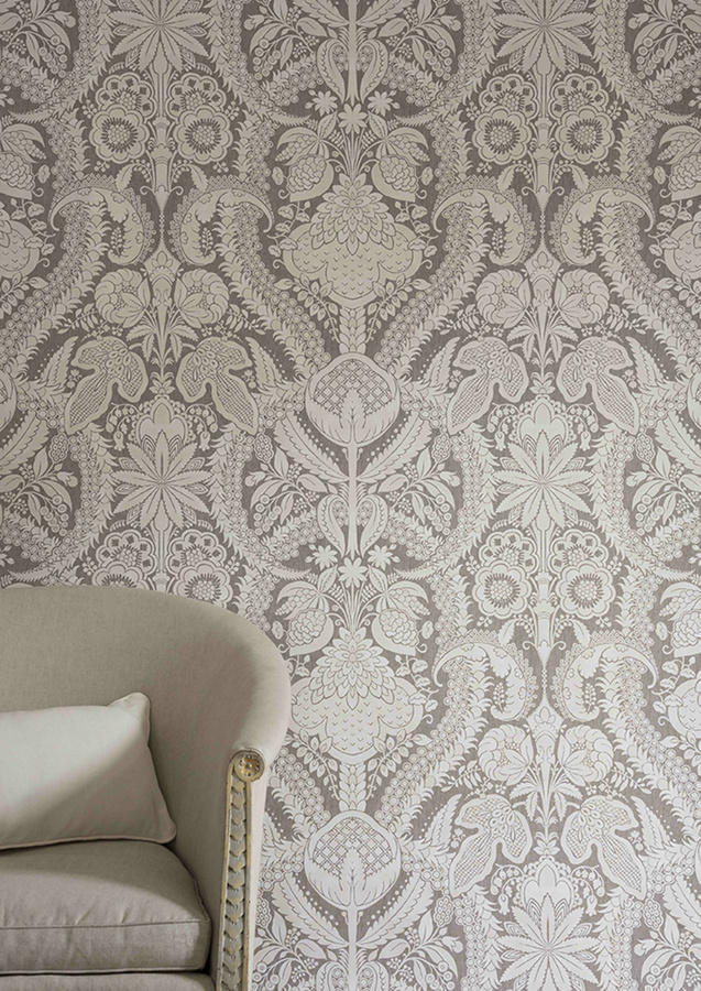 Lewis & Wood Tapete Hanbury Floral Botanical in Anthrazit und Grau, Vlies - Bild 1