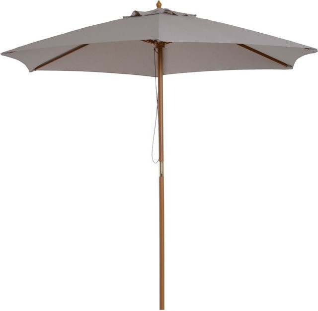 Outsunny Sonnenschirm aus Bambus und Polyester in Grau, Durchmesser: 250 cm, Höhe: 230 cm - Bild 1