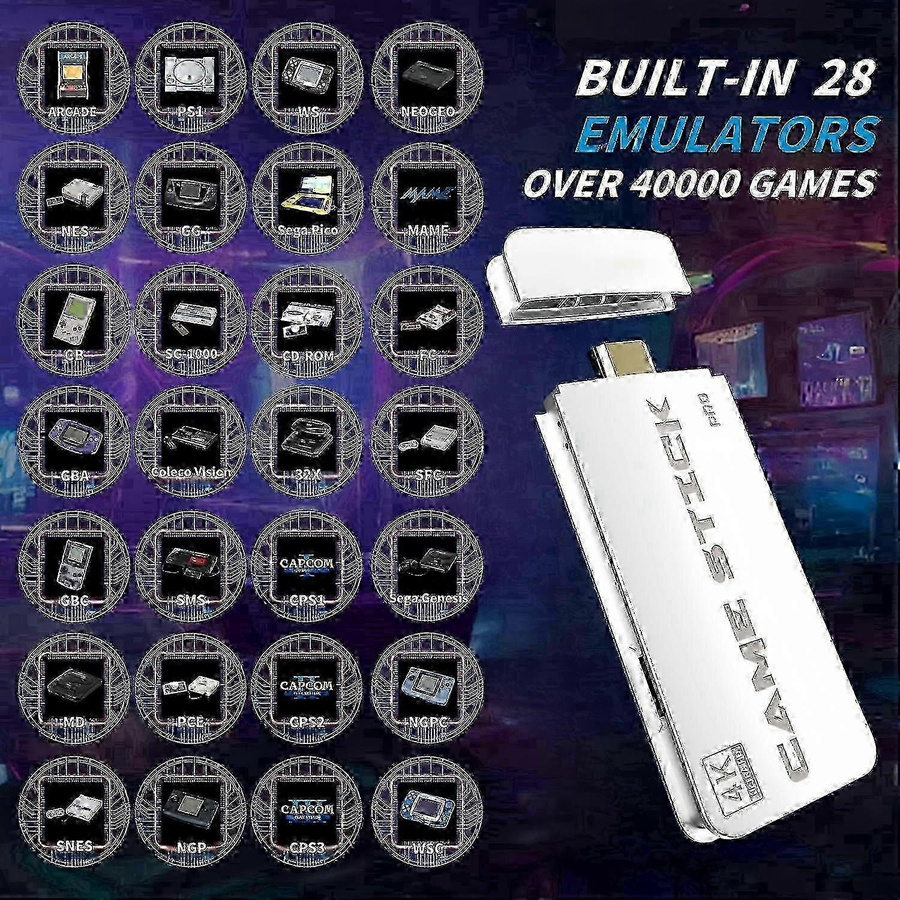 VRAUX Retro-Spielekonsole mit 40.000 Spielen, 4K UHD HDMI Ausgang und 64GB Gaming-Stick inklusive kabellosem 2,4G-Controller - Bild 3