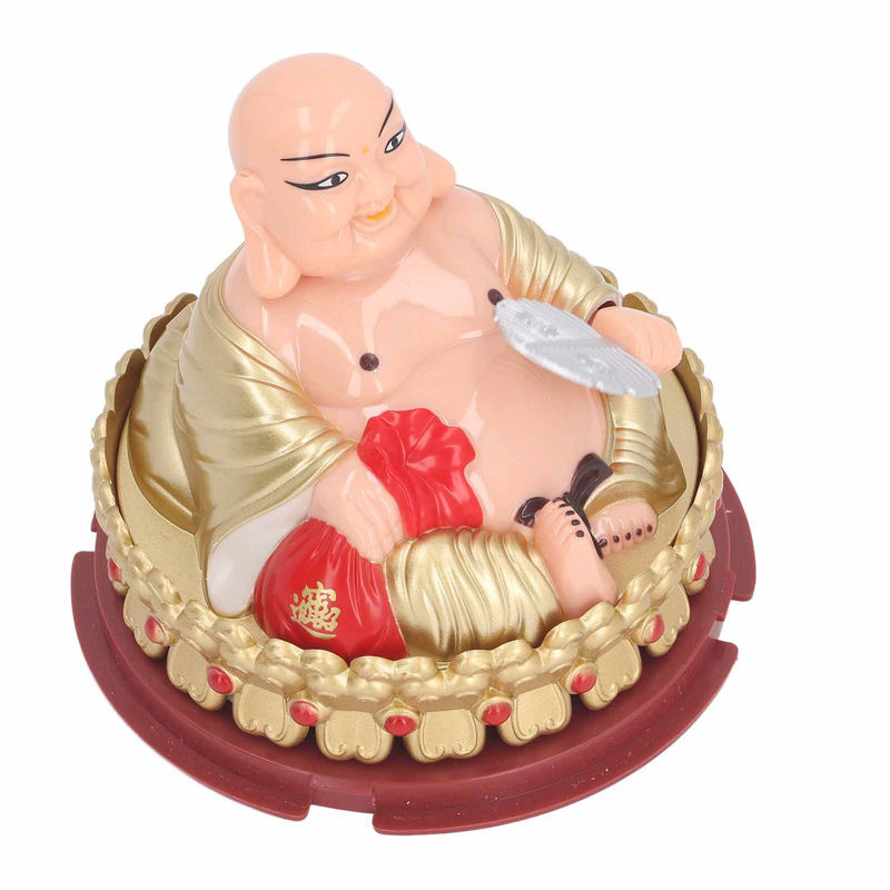 Maitreya Buddha Ornament mit Solarlichtsensor – Schaukelnder Fächer aus Kunststoff für Glück und Harmonie - Bild 3