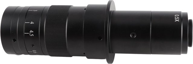 TOMTOP JMS Monokularobjektiv mit 180-fachem Zoom, 25 mm C-Mount-Objektiv aus Legierung für VGA-USB-Industrie-Videomikroskopkamera, Schwarz - Bild 1