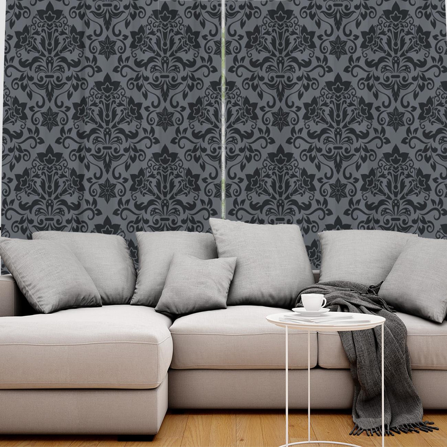 Super Six Barock Vorhänge mit Blumenmuster in Grau, semi-transparent, Breite: 135 cm, Höhe: 60 cm - Bild 3
