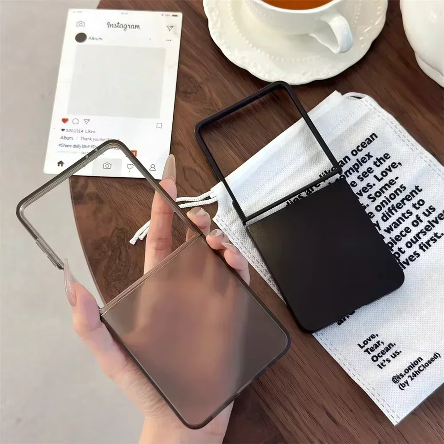 Transparente Ultradünne Schleif-Handyhülle für Samsung Galaxy Z Flip 7, FE 6, 5, 4, 3 5G mit schützender Hartschale - Bild 3