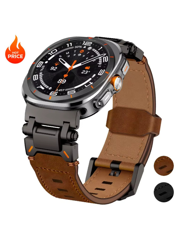 FancyWrist Uhrenarmband Leder, Schwarz, Samsung Galaxy Watch Ultra 47mm - Bild 4