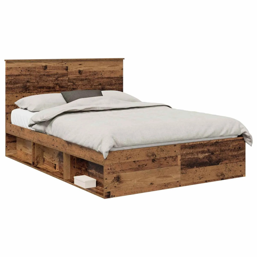 vidaXL Bettrahmen aus massivem Kiefernholz in Braun, B/T/H: 140 x 190 x 143 cm - Bild 2