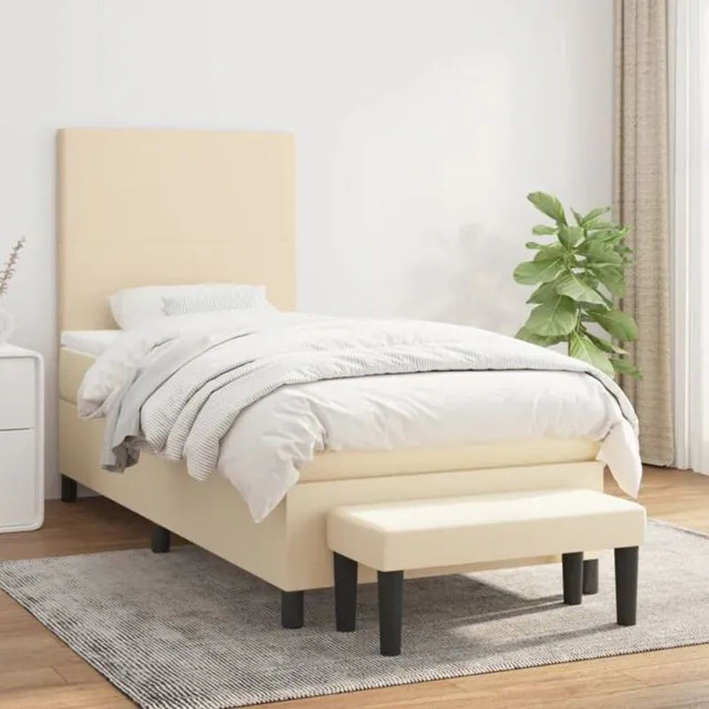 Boxspringbett mit Matratze von vidaxl in Creme und Beige aus Stoff und Holzwerkstoff, B/T/H: 200 x 80 x 35 cm - Bild 1