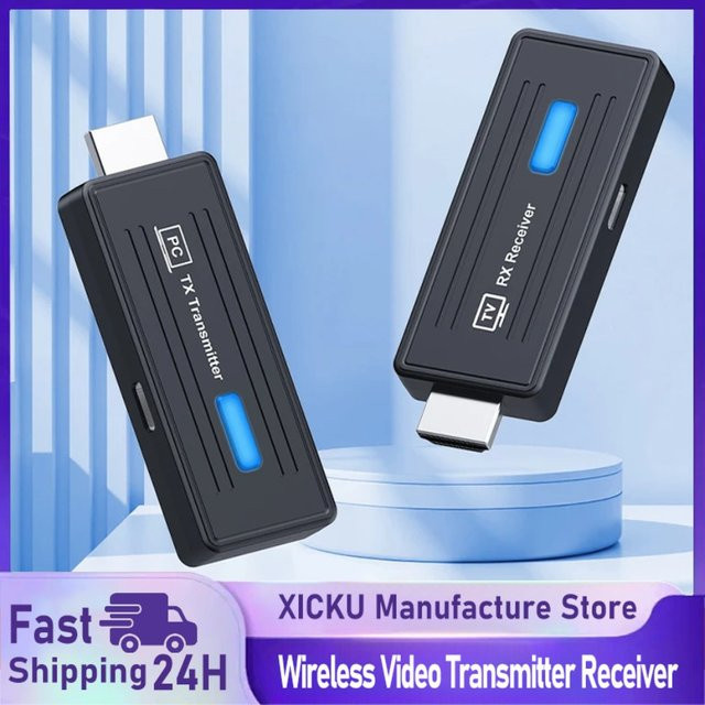 XIKCU Kabelloser HDMI Video-Audio Sender und Empfänger Extender in Schwarz, Full HD 1080P, 5.8G mit 50M Reichweite für TV-Box, Monitor, Projektor und PC - Bild 1
