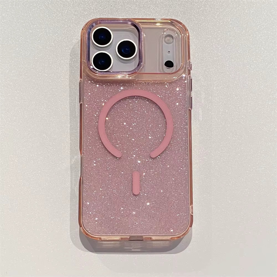 Xeber MagSafe Magnetische Hülle mit Bling Glitter für iPhone, Klare Acryl-Abdeckung, Transparent/Purple - Bild 3