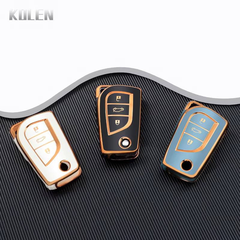 KOLEN TPU Schlüsselhülle mit Flip-Funktion für Toyota Camry, RAV4, Auris, Corolla, Verso, Yaris, C-HR, Scion iM, Aygo und Avensis in Schwarz - Bild 2