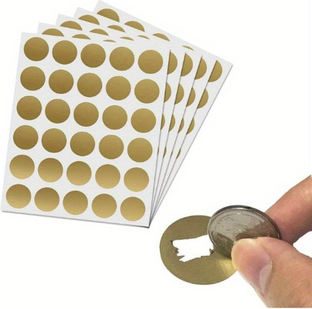 150 Stück Runde Rubbelaufkleber in Rot und Gold für Spiele und Veranstaltungen, 1 Zoll Durchmesser - Bild 1