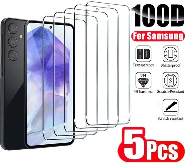 Displayschutzfolie aus gehärtetem Glas für Samsung Galaxy A56 A55 A54 5G A36 A26 A16 A06 A35 A34 A14 A15 A17 A07 S24 S23 S25 FE, transparent - Bild 1