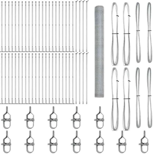 vidaXL Zaunpfosten aus verzinktem Stahl in Silber, Höhe: 140 cm, Breite: 4,4 cm, Tiefe: 3,2 cm - Bild 1