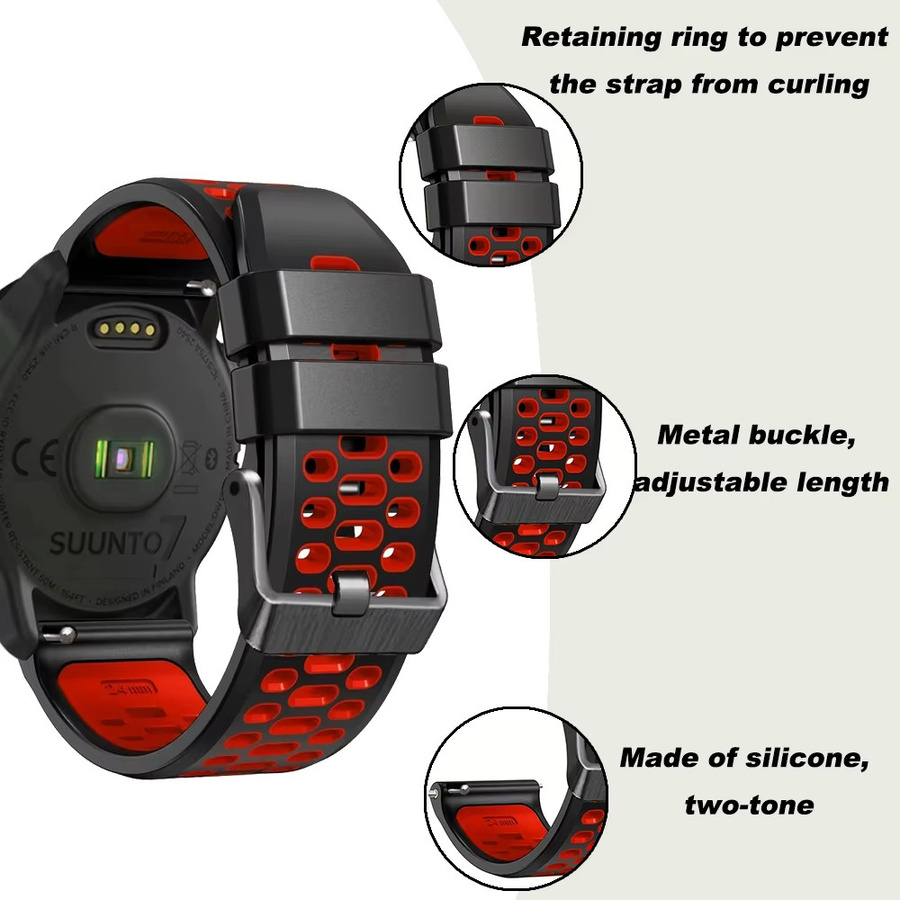 Uhrenarmband Silikon, 24 mm, Schwarz, Unisex - Bild 4