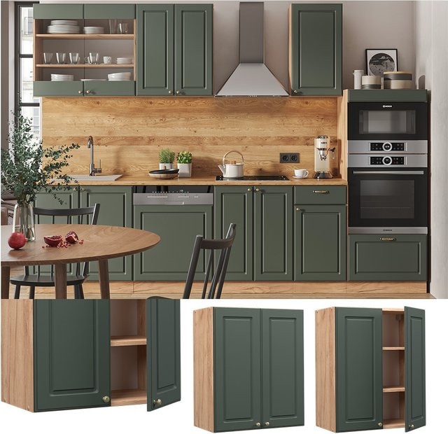 Vicco Hängeschrank Fame-Line Landhaus Eiche Grün-Gold mit Softclose-Scharnieren und Einlegeboden Breite: 60 cm, Höhe: 72 cm, Tiefe: 34,1 cm - Bild 1