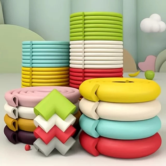 Eckschutzband für Babysicherheit in Grau und Multicolour zum Schutz von Glastischen und Couchtischen - Bild 1