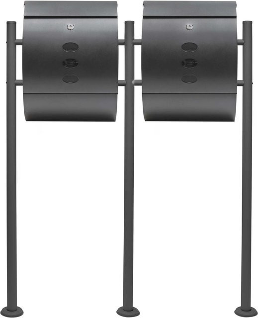Wiltec Standbriefkasten V18 mit 2 Fächern aus Stahl in Anthrazit, B/T/H: 40,0 x 30,5 x 12,0 cm - Bild 1