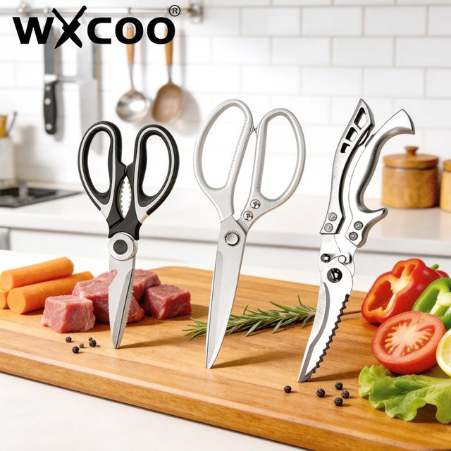 WXCOO Hühnerschere aus Edelstahl in Silber als multifunktionale Küchenschere zum Schneiden von Fleisch und Fisch - Bild 1