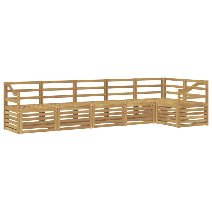 vidaXL Outdoor-Sofagarnitur in L-Form aus Akazienholz mit Latten-Design, 6-teilig, Weiß, B/T/H: 304 x 126,5 x 73 cm - Bild 2