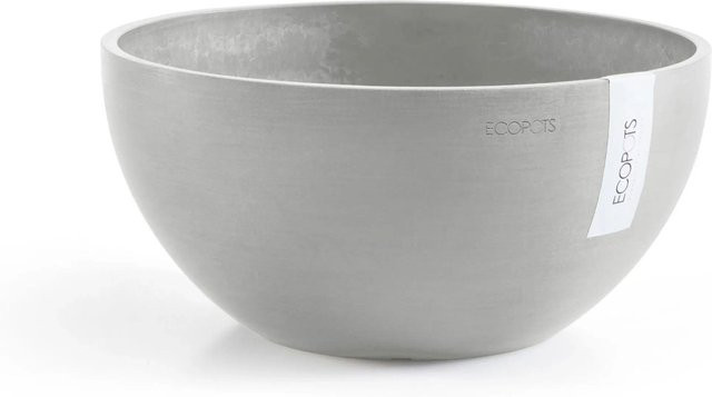Ecopots Pflanztopf Brussels in Weißgrau mit skandinavischem Design, rund, Durchmesser: 30 cm, Höhe: 14 cm - Bild 1