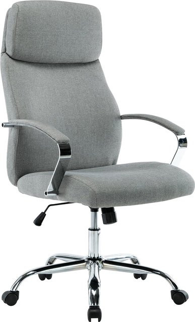 TPFLiving Bürostuhl Fargo XL Stoff in Grau mit Armlehnen und Rollen - Bild 1