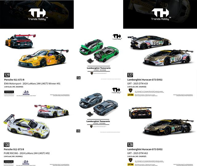 TH-Trends Hobby Lamborghini Huracan GT3 EVO2 - DTM Porsche 911 GT3 R - Le Mans 24 Stunden Rennen, Metallmodell, 1:64, Set / Bundle - Bild 1