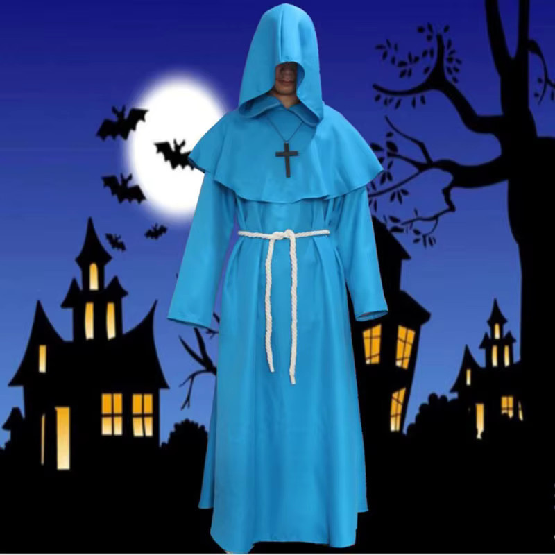 ZOBOTT Ritter Mittelalterlicher Mönch mit Kapuze, Cosplay Kostüm, Unisex - Bild 2
