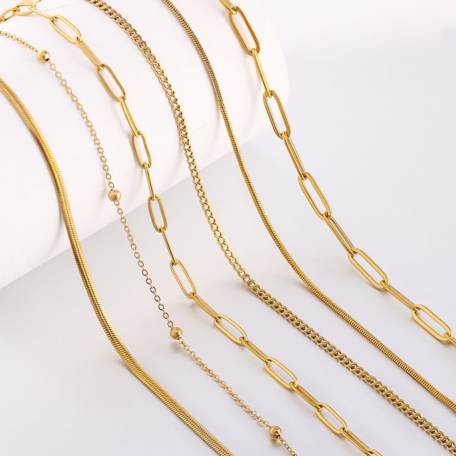 DOOYIO Halskette Edelstahl, 18 Karat Gold Farbe, Damen - Bild 1