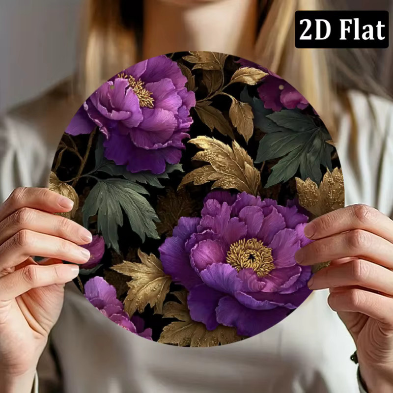 CIFBUY Runde Aluminium-Wanddekoration mit Pfingstrosen-Blumenmuster in Multicolour, Durchmesser: 20,32 cm - Bild 4