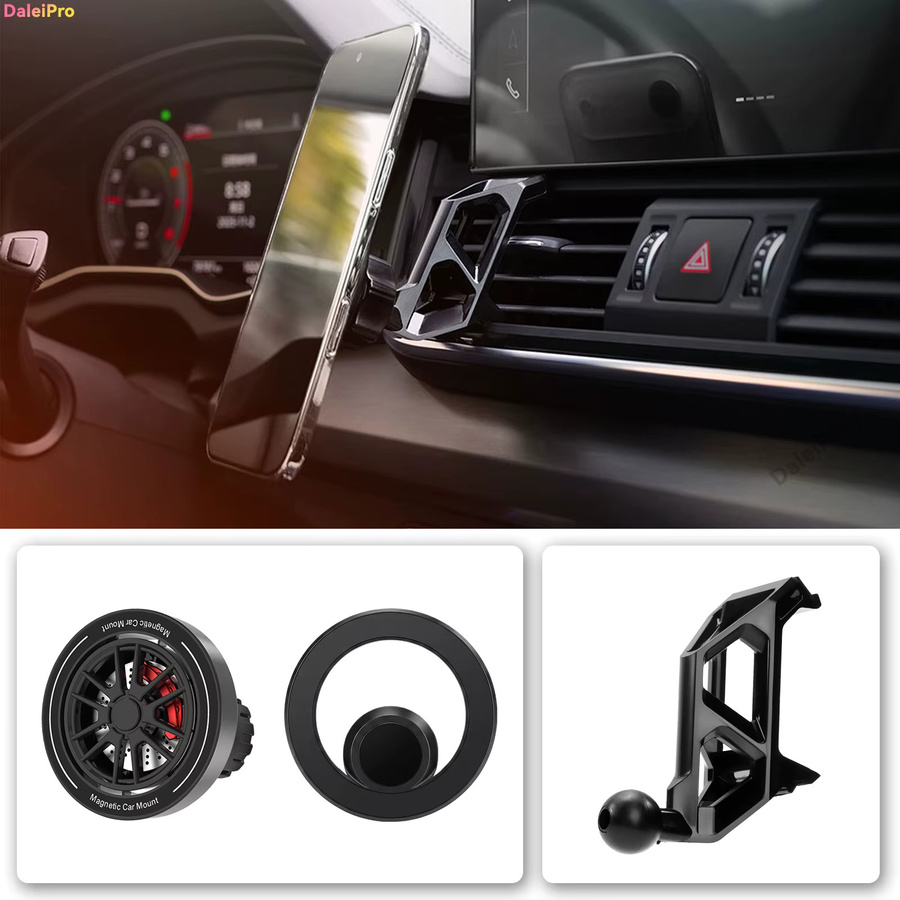 Magnetische Handyhalterung mit Luftstromkühlung und 360 Grad Drehung für Audi Q5 SQ5 2018-2024, Schwarz - Bild 2
