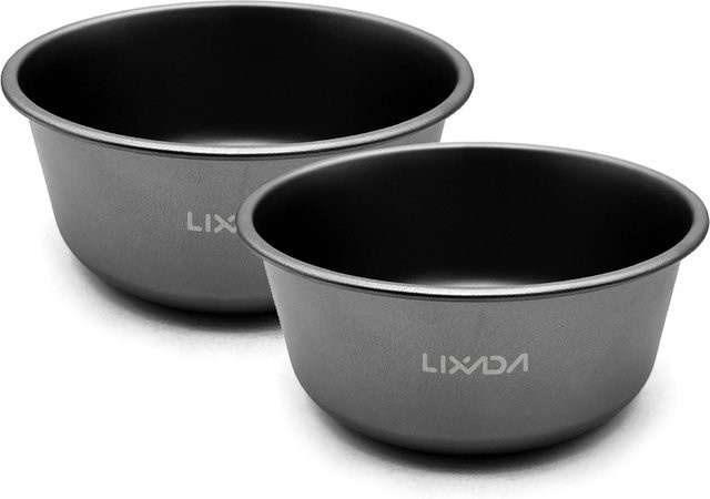 Lixada Outdoor Picknickschüssel Set aus Titan und Aluminium mit Verbrühschutz, Schwarz, 4 Stück - Bild 1