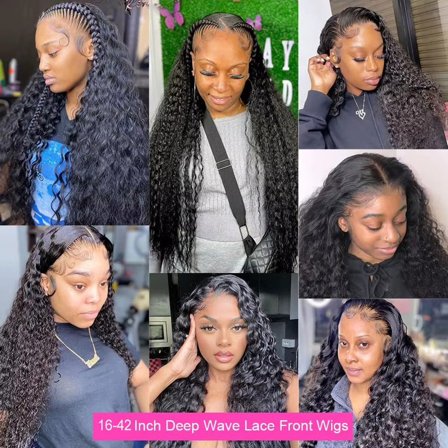 FIUMER Deep Wave Lace Frontal Perücke, Brasilianisches Echthaar, Damen - Bild 5