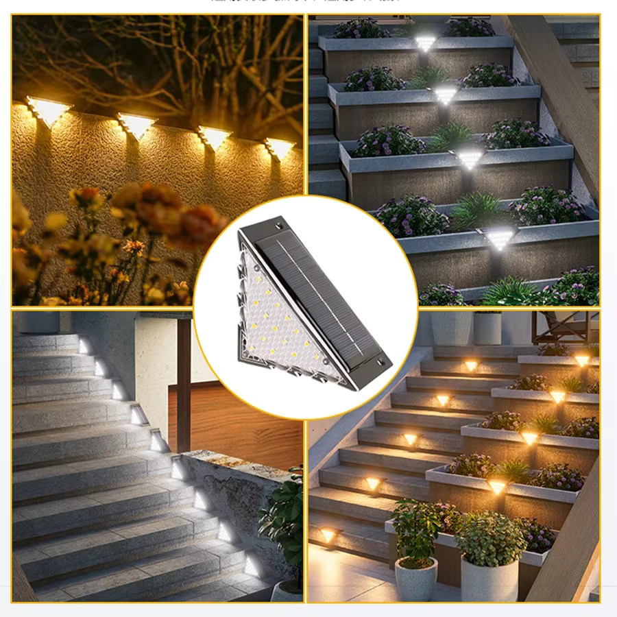 ZHIYU 2er-Set Solar LED Außenleuchten für Treppen und Garten in Schwarz mit Dämmerungssensor und wasserdichtem Design - Bild 6