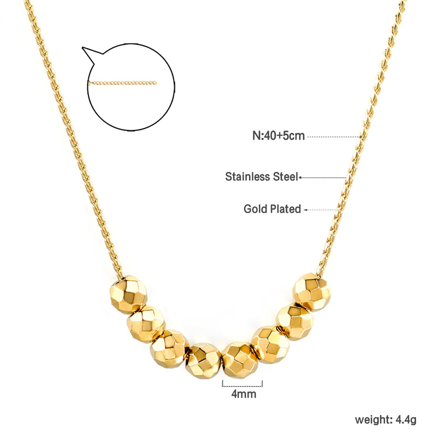 LUXUSTEEL Halskette, Edelstahl, weiße Perlen, Diamant, Stahlkugel Anhänger, Unisex - Bild 1