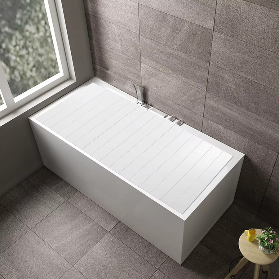 Bymaocar Faltbare Badewannenabdeckung in Weiß, Wasser- und Feuchtigkeitsbeständig sowie Flammhemmend, B/H: 170 x 70 cm - Bild 3