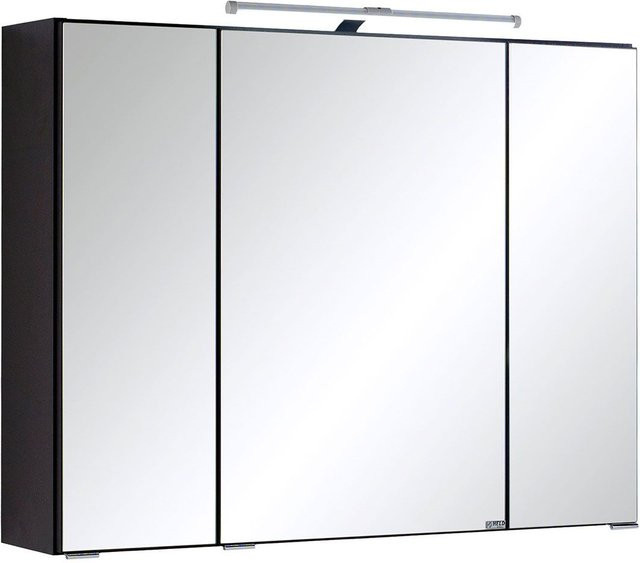 HELD Bologna 3D Spiegelschrank mit LED-Aufbauleuchte und Steckdose, Graphitgrau, B: 80 cm - Bild 1